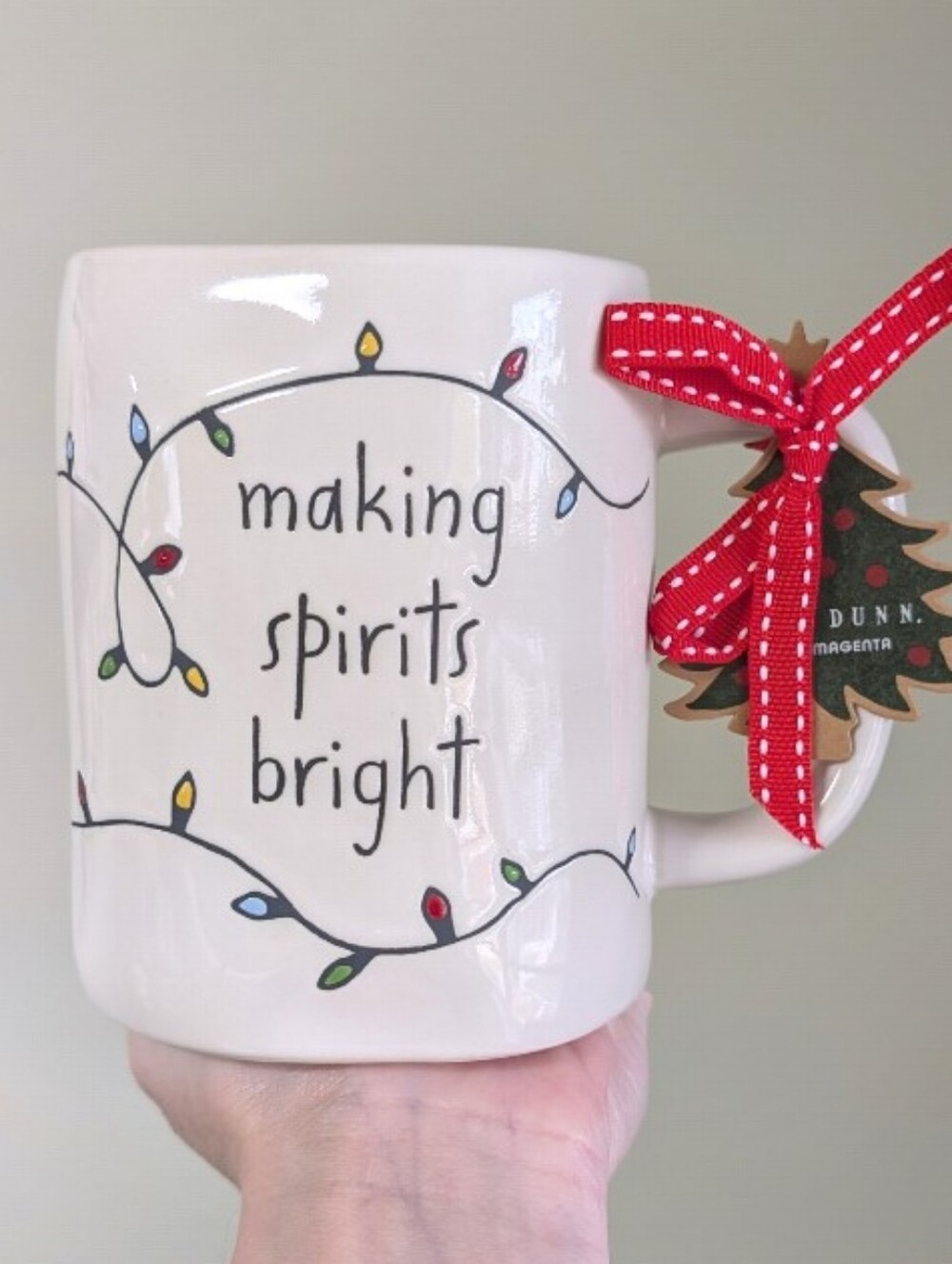 Rae Dunn MAKING SPIRITS BRIGHT Christmas Lights Design 💡💚 Christmas Mug